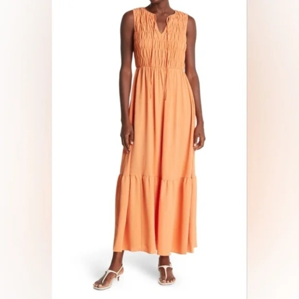 Donna Morgan Gemma Orange Maxi Dress - Size 10 - Picture 1 of 6